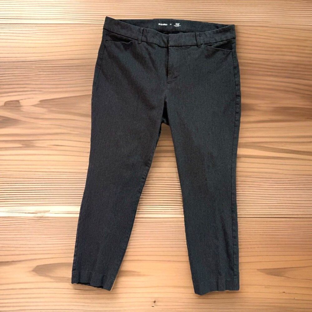 Old Navy Womens Size 14 High-Rise Pixie Ankle Pants Charcoal Gray Stretch